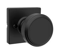 Kwikset Maven Dummy Door Knob, Single Sided Handle for Closets, French Double Doors, and Pantry, Matte Black Non-Turning Square Interior Push/Pull Door Knob, with Microban Protection