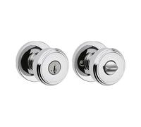 Kwikset Maven Entry Door Knob with Lock and Key, Secure Keyed Handle Exterior, Front Entrance and Bedroom, Polished Chrome, Pick Resistant SmartKey Rekey Security and Microban