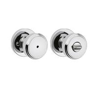 Kwikset Maven Interior Privacy Door Knob with Lock, Round Door Handle for Bathroom and Bedroom, Polished Chrome Keyless Turn Lock Doorknob, with Microban Protection