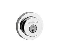 Kwikset Milan Deadbolt Lock, Polished Chrome Round Exterior Keyed Front Entry Door, Pick Resistant SmartKey Rekey Security, Single Cylinder Dead Bolt