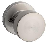 Kwikset Pismo Dummy Door Knob, Single Sided Handle for Closets, French Double Doors, and Pantry, Satin Nickel Non-Turning Interior Push/Pull Door Knob, with Microban Protection, Round Rose