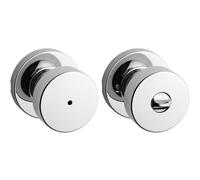 Kwikset Pismo Privacy Locking Door Knob, Interior Handle with Keyless Lock for Bedroom and Bathroom Doors, with Round Rose in Polished Chrome
