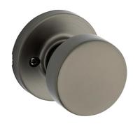 Kwikset Pismo Round Dummy Door Knob, Single Sided Handle for Closets, French Double Doors, and Pantry, Gunmetal Non-Turning Interior Push/Pull Door Knob