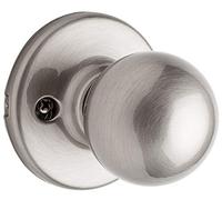 Kwikset Polo Dummy Door Knob, Single Sided Handle for Closets, French Double Doors, and Pantry, Satin Nickel Non-Turning Interior Push/Pull Door Knob, with Microban Protection