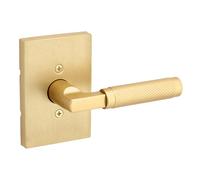 Kwikset Prava Dummy Door Knurled Handle, Single Sided Lever for Closets, French Double Doors, and Pantry, Satin Brass, Non-Turning Reversible Interior Push/Pull Lever, with Microban Protection