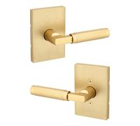 Kwikset Prava Interior Passage Door Handle, Lever for Closet and Hallway Doors, Reversible Non-Locking Handle Lever, Satin Brass, with Microban Protection