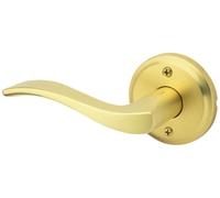 Kwikset Sedona Dummy Door Handle, Single Sided Lever for Closets, French Double Doors, and Pantry, Satin Brass Non-Turning Left Handed Interior Push/Pull Lever, with Microban Protection