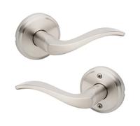 Kwikset Sedona Interior Passage Door Handle, Lever for Closet and Hallway Doors, Reversible Non-Locking Handle Lever, Satin Nickel, with Microban Protection