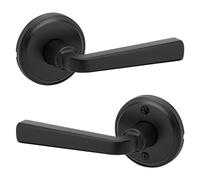 Kwikset Trafford Interior Passage Door Handle, Lever for Closet and Hallway Doors, Reversible Non-Locking Handle Lever, Matte Black, with Microban Protection