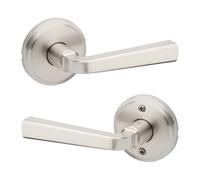 Kwikset Trafford Interior Passage Door Handle, Lever for Closet and Hallway Doors, Reversible Non-Locking Handle Lever, Satin Nickel, with Microban Protection