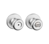 Kwikset Tylo Interior Privacy Door Knob with Lock, Door Handle for Bathroom and Bedroom, Satin Chrome Keyless Turn Lock Doorknob