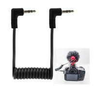 kwinfei 3.5mm Microphone Cable Coiled Male to Male Audio Patch Lead Right Angle Jack Cord for Camera Recorder Mic Connection for Vlogging, YouTube, Interviews, Video Recording