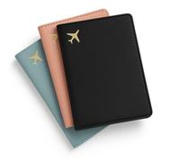 kwinfei 3PCS Passport Holder Cover for Women and Men,PU Leather Travel Document Holder Case with Snap Button Closure, Passport Cover for Boarding Pass, ID Card, Credit Cards,Compact Protector Wallet