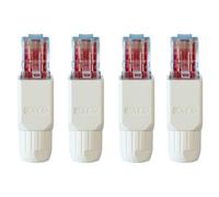 kwinfei 4PCS White Tool-Free RJ45 Connectors Cat6/Cat5e Modular Plug Gold-Plated Ethernet Cable Ends for 23-26 AWG Network Cable, High-Speed 1Gbps, Durable Strain Relief