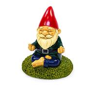 Kwirkworks 9” Meditation Namaste Garden Gnome Statue - Funny Middle Finger Lawn Ornament - Durable All-Weather Resin Yard Decor - Unique Housewarming Gift & Outdoor Decoration