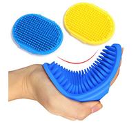 Kwispel 2 Pcs Dog Grooming Brush, Pet Shampoo Brush Dog Bath Grooming Shedding Brush Soothing Massage Rubber Comb with Adjustable Strap for Short Long Haired Dogs and Cats