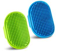 Kwispel Dog Grooming Brush, Pet Shampoo Bath Brush Dog Grooming Shedding Brush Soothing Massage Rubber Comb with Adjustable Ring Handle for Long Short Haired Dogs and Cats 2pcs