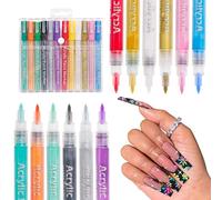 KWJEIULSOQ 12 Colors Nail Art Pens Set, DIY Nail Polish Pens Quick-Drying Nail Art Painted Graffiti Acrylic Paint Pens For Painting Dotting Liner,DIY At Home & Salon