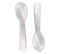 KWJEIULSOQ 2 Pcs Handmade Caviar Spoon Mother of Pearl Caviar Spoons W Round Handle for Caviar Serving or Egg Serving White