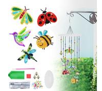 KWJEIULSOQ Diamond Painting Wind Chimes, DIY Hanging Diamonds Painting Art Kit 5D Pendant Acrylic Handmade Diamond Wind Chimes Gift for Adults And Children Parent-Child Interaction