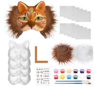 KWJEIULSOQ Therian Mask Kit, 5 Blank Cat Masks, 2 Adhesive Flannel, 2 Faux Fur And 10 Plastic Eye Meshes, Diy Creative Cat Masks to Decorate, Masquerade, Carnival, Cosplay, Halloween, Party