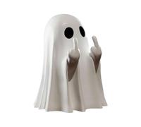 KWJNH Funny Middle Finger Ghost Statue, Cute Resin Figurine, Spooky Home Decor for Halloween, Office, Unique Prank Gift