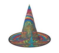 Kwjsdfea Abstract Mushroom Colorful Mandala -Print Versatile Halloween Hat Witch Hat for Women,Men,Adults Fun and Stylish Halloween Party Decor 1 Pcs