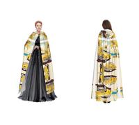 Kwjsdfea Adult Unisex Hooded Cloak Cape Robe Satin Cosplay Halloween Christmas Party Fancy Dress Costumes - island of cuba Printed