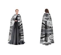 Kwjsdfea Adult Unisex Hooded Cloak Cape Robe Satin Cosplay Halloween Christmas Party Fancy Dress Costumes - Brooklyn Bridge Printed
