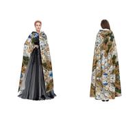 Kwjsdfea Adult Unisex Hooded Cloak Cape Robe Satin Cosplay Halloween Christmas Party Fancy Dress Costumes - Greek Architecture Print Printed