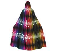 Kwjsdfea Adult Unisex Thick Hooded Cloak Cape Robe Satin Cosplay Halloween Christmas Party Fancy Dress Costumes - Music Note Print