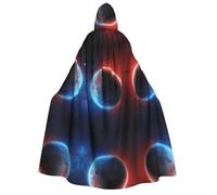 Kwjsdfea Adult Unisex Thick Hooded Cloak Cape Robe Satin Cosplay Halloween Christmas Party Fancy Dress Costumes - Space Planet Earth Print