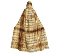 Kwjsdfea Adult Unisex Thick Hooded Cloak Cape Robe Satin Cosplay Halloween Christmas Party Fancy Dress Costumes - Music Note Print Print