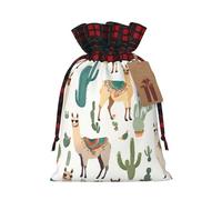 Kwjsdfea Alpaca Llama Print Christmas Bags with Drawstring Large Xmas Bags for Presents Holiday Party Medium Size