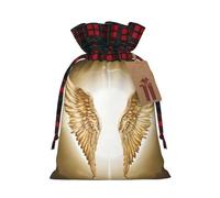 Kwjsdfea Angel Wing Print Christmas Bags with Drawstring Large Xmas Bags for Presents Holiday Party Medium Size