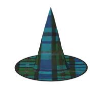 Kwjsdfea Blue and Green Scottish Tartan -Print Versatile Halloween Hat Witch Hat for Women,Men,Adults Fun and Stylish Halloween Party Decor 1 Pcs