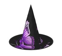 Kwjsdfea butterfly purple -Print Versatile Halloween Hat Witch Hat for Women,Men,Adults Fun and Stylish Halloween Party Decor 1 Pcs