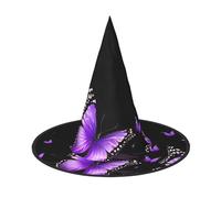 Kwjsdfea butterfly purple -Print Versatile Halloween Hat Witch Hat for Women,Men,Adults Fun and Stylish Halloween Party Decor 1 Pcs