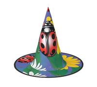 Kwjsdfea Colorful Ladybird -Print Versatile Halloween Hat Witch Hat for Women,Men,Adults Fun and Stylish Halloween Party Decor 1 Pcs
