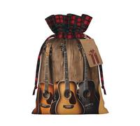 Kwjsdfea Guitar Bass Music Musical Instruments Print Christmas Bags with Drawstring Large Xmas Bags for Presents Holiday Party Medium Size