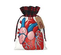 Kwjsdfea Human Anatomy Heart Chart Print Christmas Bags with Drawstring Large Xmas Bags for Presents Holiday Party Medium Size