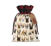 Kwjsdfea I Love French Bulldog Print Christmas Bags with Drawstring Large Xmas Bags for Presents Holiday Party Small Size