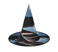 Kwjsdfea Moonlit Canoe Allagash River -Print Versatile Halloween Hat Witch Hat for Women,Men,Adults Fun and Stylish Halloween Party Decor 1 Pcs