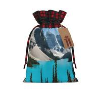 Kwjsdfea Rocky Mountains Print Christmas Bags with Drawstring Large Xmas Bags for Presents Holiday Party Small Size