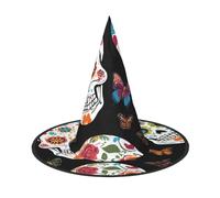 Kwjsdfea sugar skulls -Print Versatile Halloween Hat Witch Hat for Women,Men,Adults Fun and Stylish Halloween Party Decor 1 Pcs