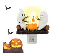 KWJXTBSX Ghost Campfire Night Light, Halloween Ghost Campfire Flickering Nightlight Plug in Wall,Faux Campfire Night Light Plug into Wall,Spooky Fire Marshmallow Nighre Marshmallow Night Light