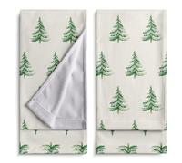 Kwlegh Christmas Tree Hand Towels 14.4x28.3 Green Xmas Tree Towels Absorbent Fingertip Towel Set of 2 Winter Holiday Christmas Dish Towels for Bathroom Hotel Cooking Baking
