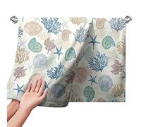 Kwlegh Ocean Seashells Kitchen Towels Set of 2 Summer Starfish Bathroom Towels Coral Tea Towels Soft Absorbent Hand Towels for Bathroom Kitchen 14.4x28.3 Inch