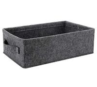 KWLET Medium Storage Basket Shlef Low Storage Bin Rectangle Felt Fabric Baskets Storage Bins Organizer for Underwear Socks Bra Towel Toiletry Baby Products Storage Basket Light Gray