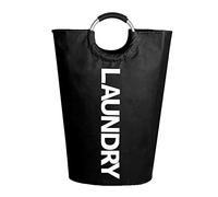 KWLINKAL 90 L Large Laundry Basket, Collapsible Laundry Bag, Foldable Laundry Hamper, Folding Washing Bin for Bedroom, Fabric (Black)